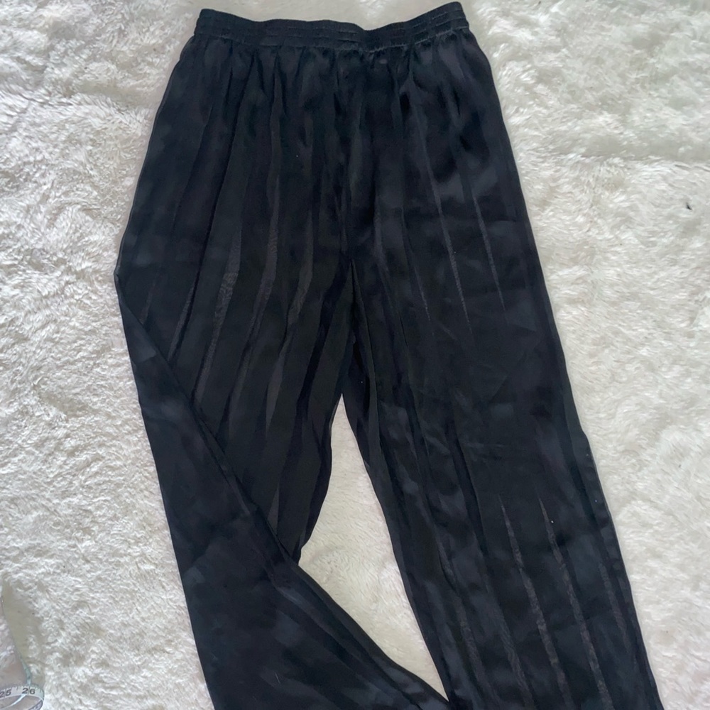 Black sheer pants with stripes